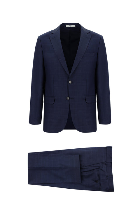 Koyu Lacivert 6 Drop Regular Fit Standart Kesim Ekose Takım Elbise