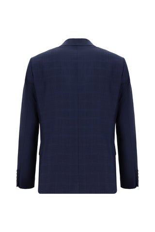  Koyu Lacivert Regular Fit Klasik Ekose Takım Elbise