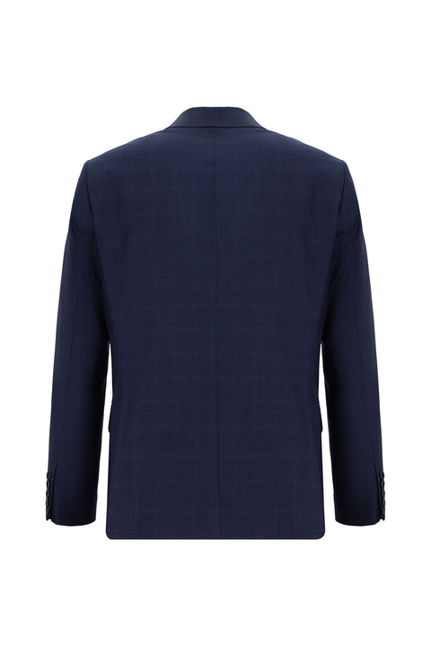 Koyu Lacivert 6 Drop Regular Fit Standart Kesim Ekose Takım Elbise