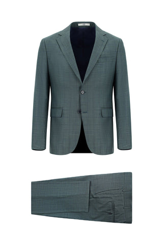  Koyu Yeşil Regular Fit Klasik Ekose Takım Elbise