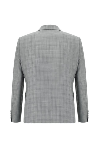  Açık Gri Regular Fit Klasik Ekose Takım Elbise