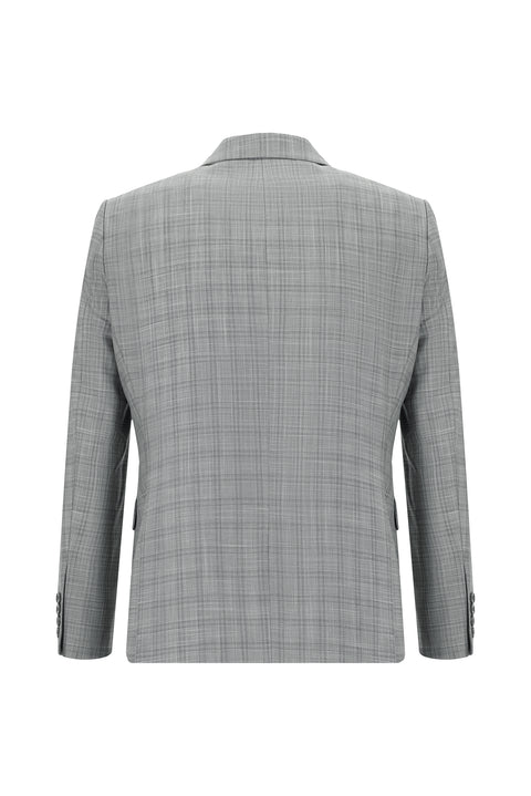 Açık Gri 6 Drop Regular Fit Standart Kesim Ekose Takım Elbise