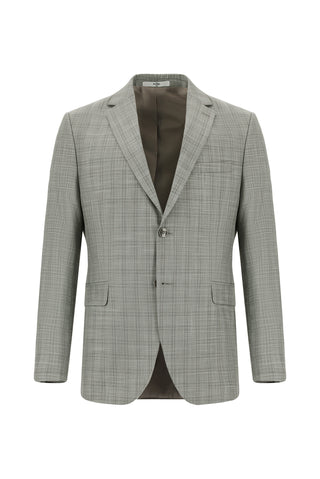  Orta Gri Regular Fit Klasik Ekose Takım Elbise