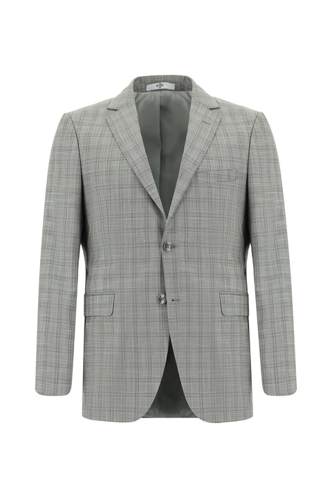 Açık Füme 6 Drop Regular Fit Standart Kesim Ekose Takım Elbise