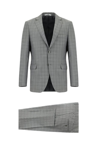  Orta Füme Regular Fit Klasik Ekose Takım Elbise