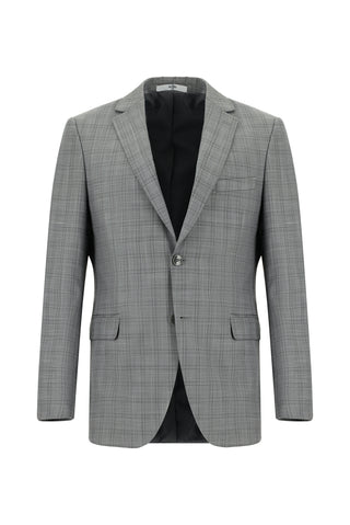  Orta Füme Regular Fit Klasik Ekose Takım Elbise