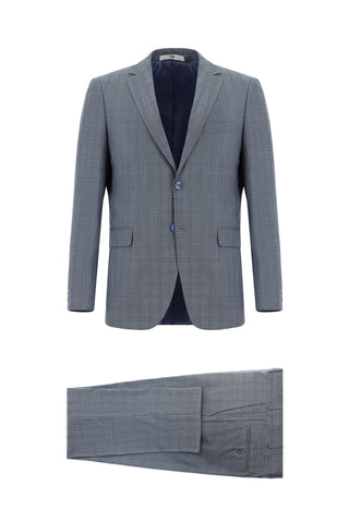  Koyu Füme Regular Fit Klasik Ekose Takım Elbise