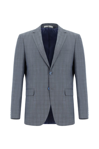  Koyu Füme Regular Fit Klasik Ekose Takım Elbise