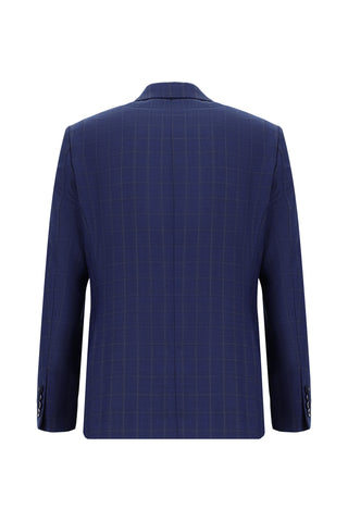  Orta Lacivert Regular Fit Klasik Ekose Takım Elbise