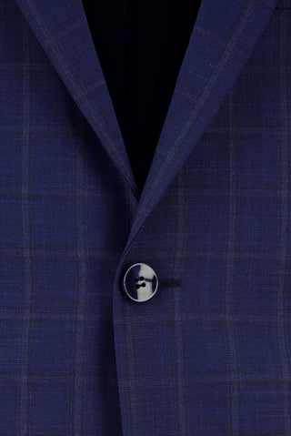  Orta Lacivert Regular Fit Klasik Ekose Takım Elbise