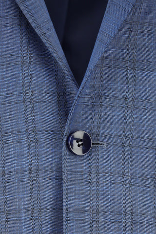  Mavi Regular Fit Klasik Ekose Takım Elbise