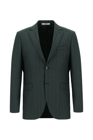  Koyu Yeşil Regular Fit Klasik Ekose Takım Elbise