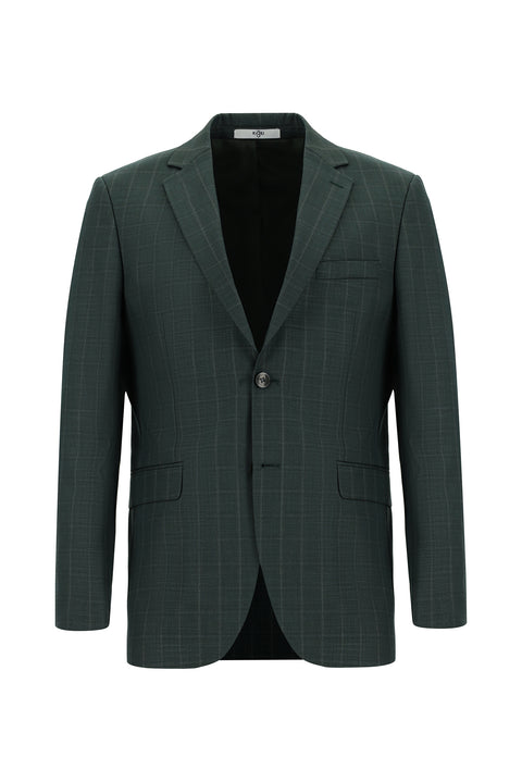 Koyu Yeşil 6 Drop Regular Fit Standart Kesim Ekose Takım Elbise