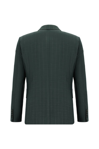  Koyu Yeşil Regular Fit Klasik Ekose Takım Elbise