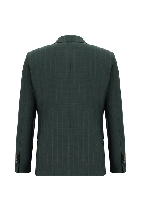 Koyu Yeşil 6 Drop Regular Fit Standart Kesim Ekose Takım Elbise