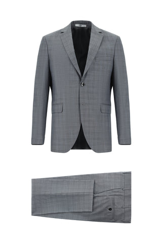  Açık Antrasit Regular Fit Klasik Ekose Takım Elbise