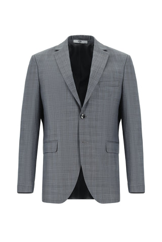  Açık Antrasit Regular Fit Klasik Ekose Takım Elbise