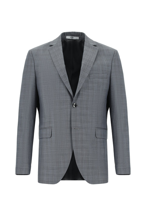 Açık Antrasit 6 Drop Regular Fit Standart Kesim Ekose Takım Elbise