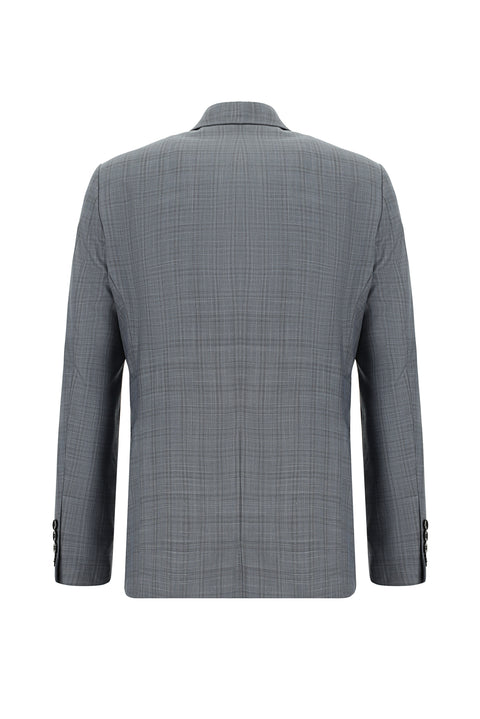 Açık Antrasit 6 Drop Regular Fit Standart Kesim Ekose Takım Elbise