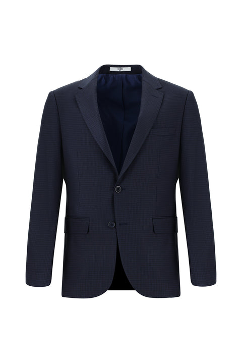 Medium Navy 7 Drop Slim Fit Plaid Suit