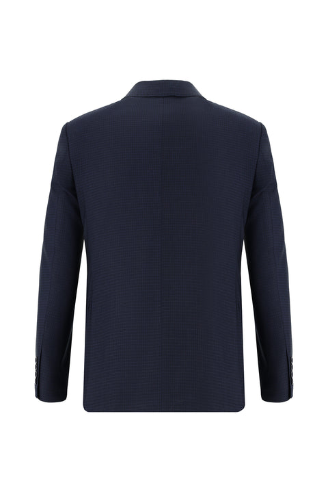 Medium Navy 7 Drop Slim Fit Plaid Suit