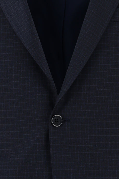 Medium Navy 7 Drop Slim Fit Plaid Suit
