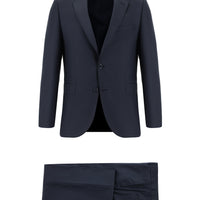 Koyu Lacivert 7 Drop Slim Fit Dar Kesim Ekose Takım Elbise