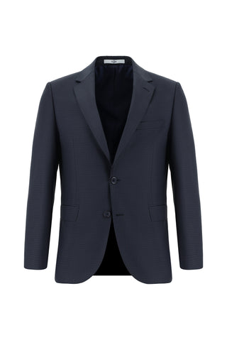  Koyu Lacivert Slim Fit Dar Kesim Klasik Ekose Takım Elbise