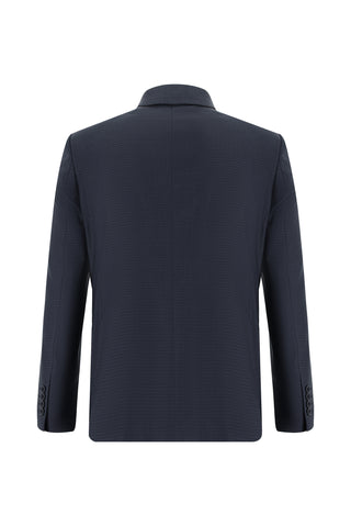  Koyu Lacivert Slim Fit Dar Kesim Klasik Ekose Takım Elbise