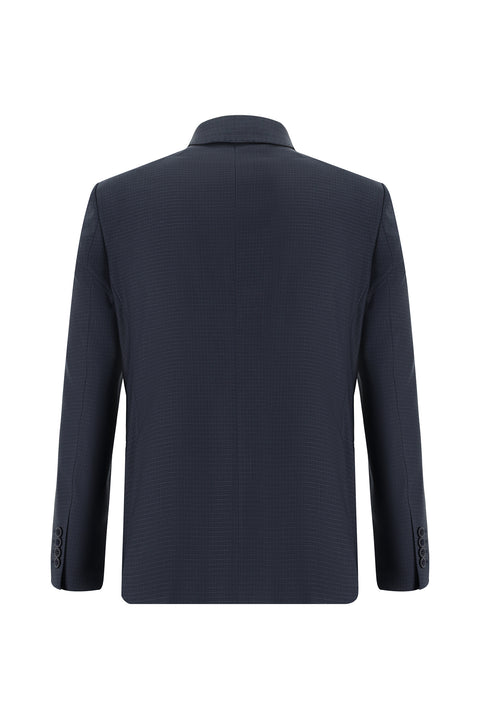 Koyu Lacivert 7 Drop Slim Fit Dar Kesim Ekose Takım Elbise