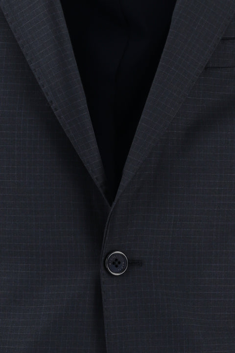 Koyu Lacivert 7 Drop Slim Fit Dar Kesim Ekose Takım Elbise