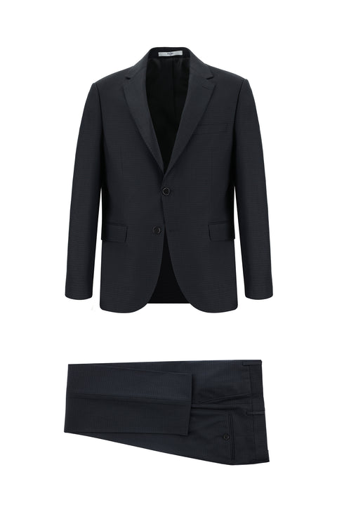 Koyu Antrasit 7 Drop Slim Fit Dar Kesim Ekose Takım Elbise
