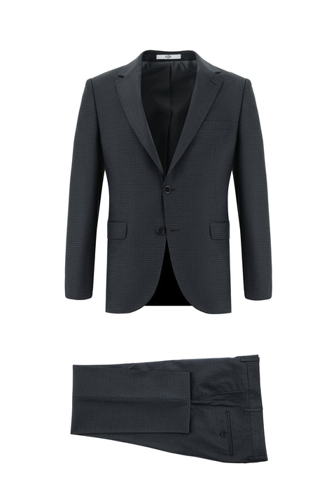 Medium Anthracite 7 Drop Slim Fit Plaid Suit