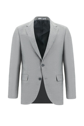  Orta Gri Slim Fit Dar Kesim Klasik Ekose Takım Elbise