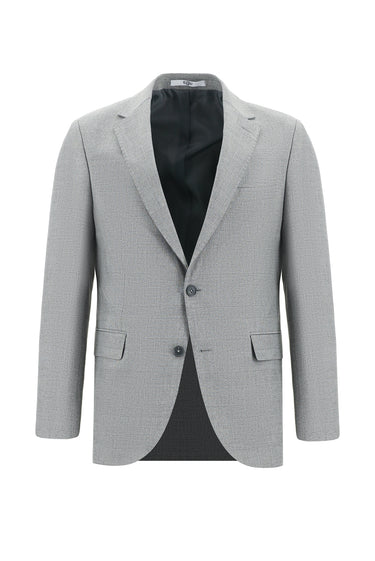  Orta Gri Slim Fit Dar Kesim Klasik Ekose Takım Elbise