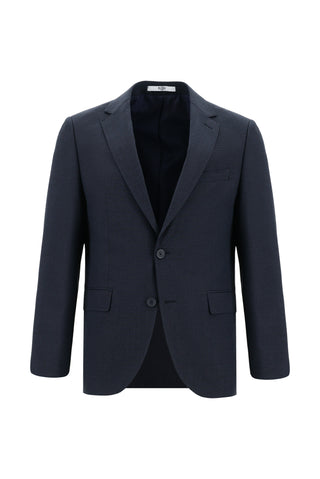  Koyu Lacivert 7 Drop Slim Fit Dar Kesim Ekose Tak?m Elbise-Ki??l?