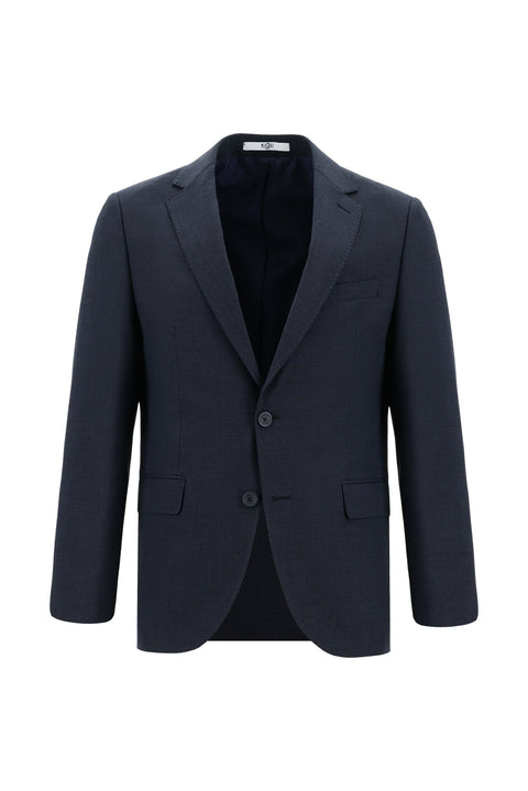 Koyu Lacivert 7 Drop Slim Fit Dar Kesim Ekose Takım Elbise