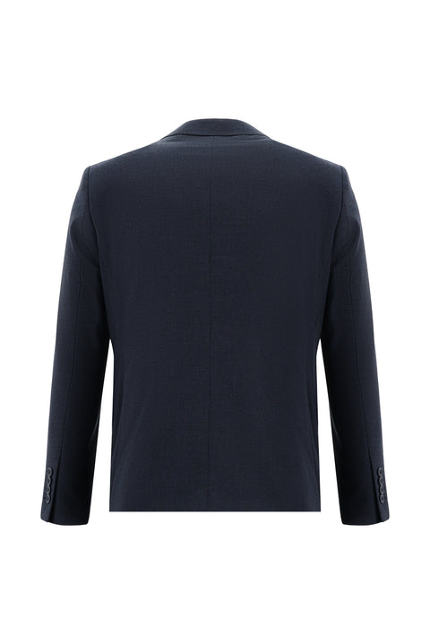 Koyu Lacivert 7 Drop Slim Fit Dar Kesim Ekose Takım Elbise