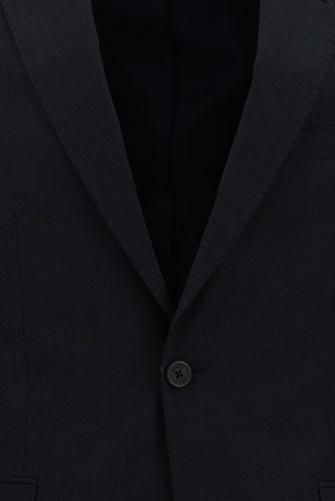 Koyu Lacivert Slim Fit Dar Kesim Klasik Ekose Takım Elbise