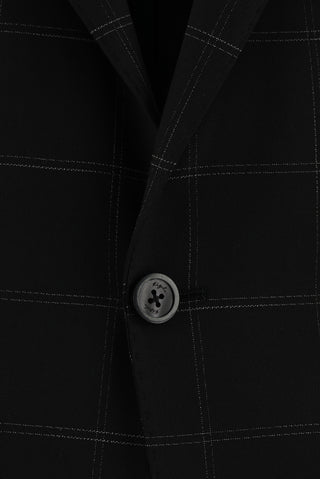  Siyah Slim Fit Dar Kesim Klasik Ekose Takım Elbise