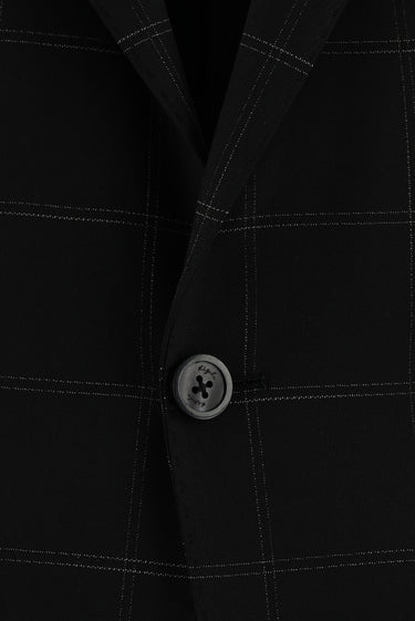 Siyah Slim Fit Dar Kesim Klasik Ekose Takım Elbise
