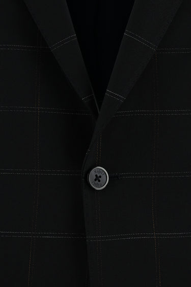 Koyu Lacivert Slim Fit Dar Kesim Klasik Ekose Takım Elbise