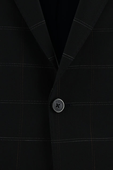 Koyu Lacivert 7 Drop Slim Fit Dar Kesim Ekose Takım Elbise