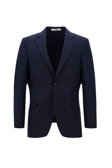 Orta Lacivert Regular Fit Ekose Takım Elbise