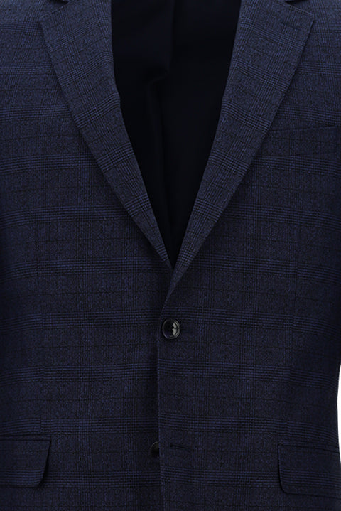 Orta Lacivert 6 Drop Regular Fit Standart Kesim Ekose Takım Elbise