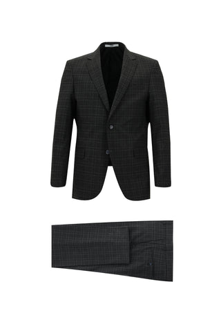  Koyu Antrasit Regular Fit Ekose Takım Elbise