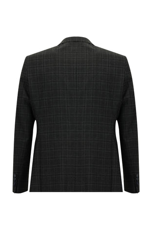  Koyu Antrasit Regular Fit Ekose Takım Elbise