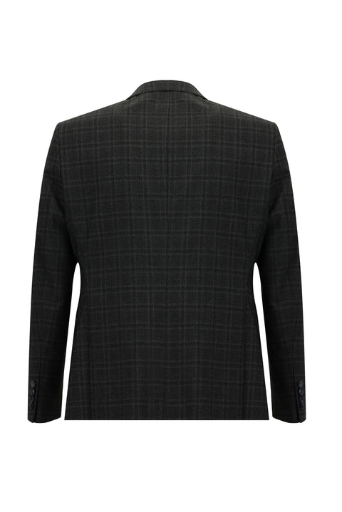 Koyu Antrasit 6 Drop Regular Fit Standart Kesim Ekose Takım Elbise