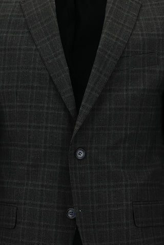  Koyu Antrasit Regular Fit Ekose Takım Elbise