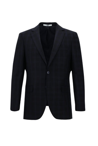  Orta Lacivert Regular Fit Ekose Takım Elbise